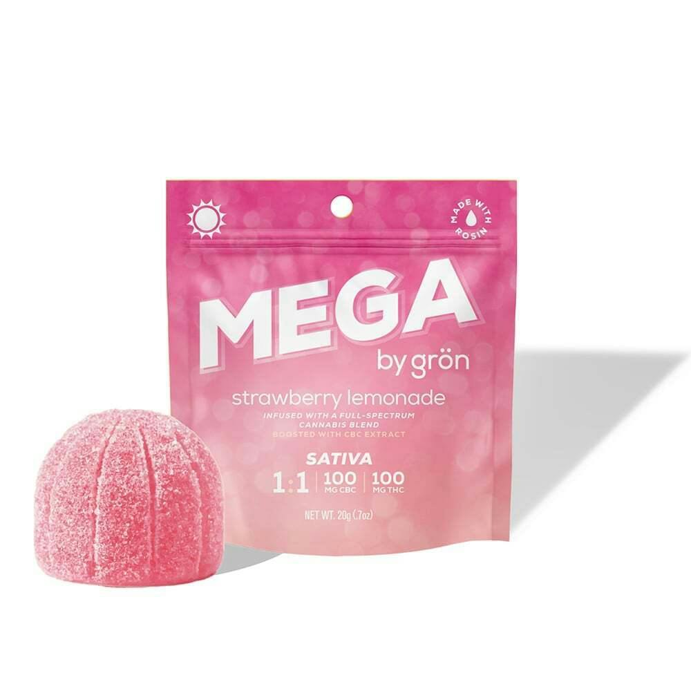 1:1 Strawberry Lemonade Mega Pearl [1pk] (100mg THC/100mg CBC) | Grön - Mega Pearl Gummies