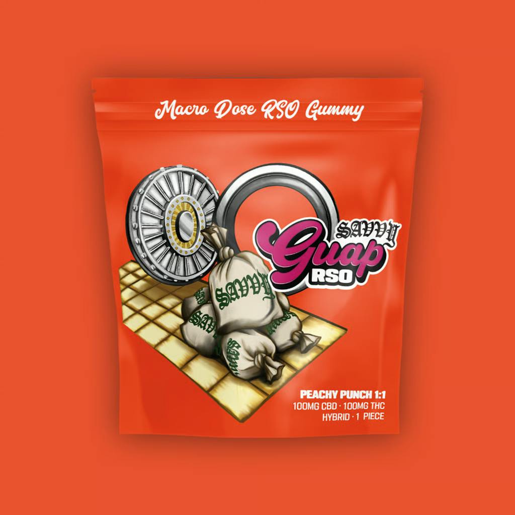 Guap RSO - Peachy Punch [1pk] (100mg CBD/100mg THC) | Savvy - Macro Dosed Gummy
