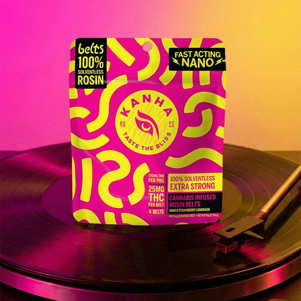 Strawberry Lemonade Live Rosin Belts - Indica [4pk] (100mg) | KANHA - Gummy Belts