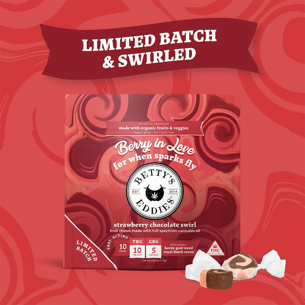 Berry In Love - Strawberry Chocolate Swirl [10pk] (100mg THC/50mg CBG) | Betty's Eddies - Fruit C...