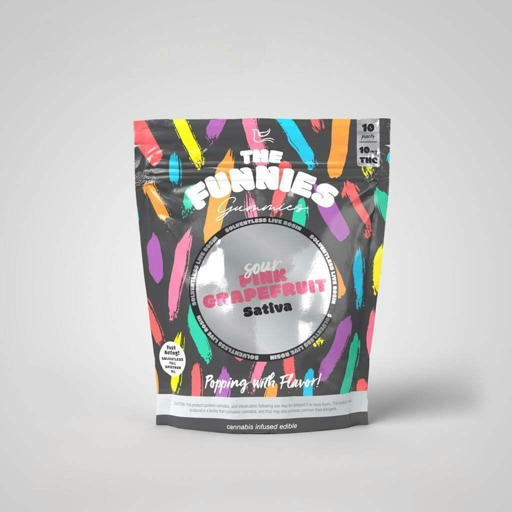 The Funnies -- Sour Pink Grapefruit (Sherbet Haze) -- Live Rosin Gummies 10 Pack -- 100mg | The F...