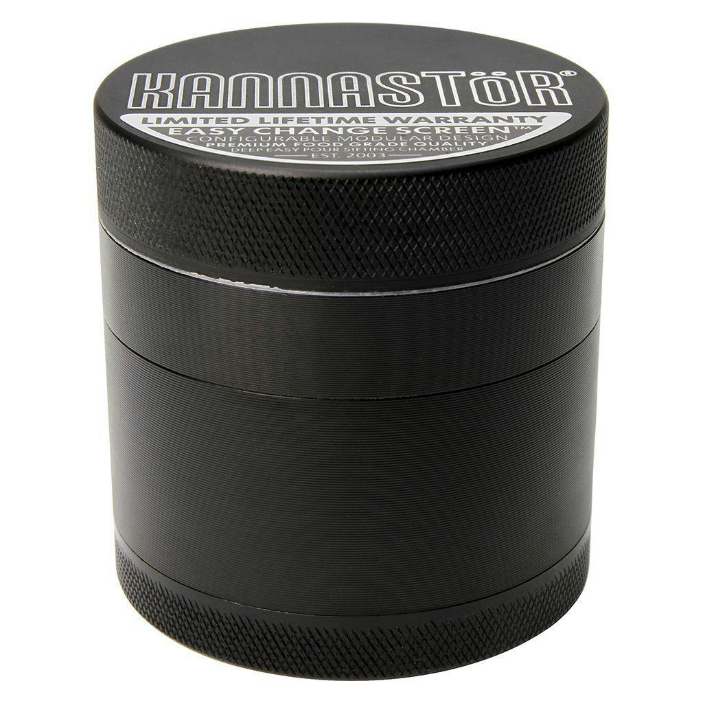 Kannastor - 4-Piece Solid Top & Body Grinder with Screen - Black 2.5"