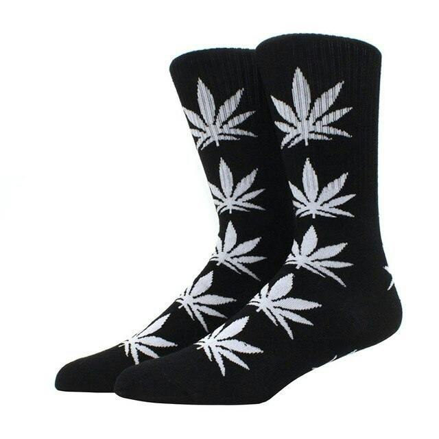 Black & White Weed Leaf Socks