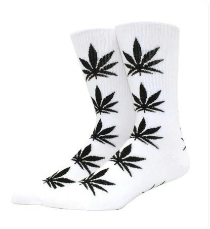 Black & White Weed Leaf Socks