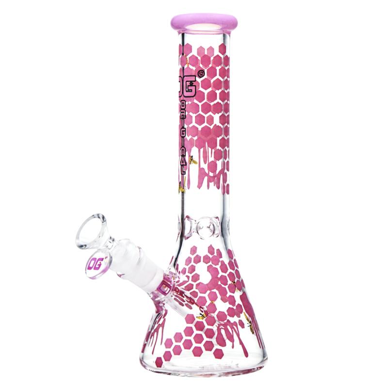 10" 5mm Honey Drip Beaker (Pink)