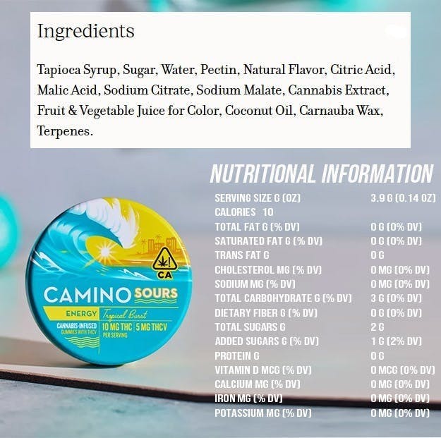 Camino Sours - Tropical Burst 'Energy' THCV Gummies - 100mg * EVERYDAY*