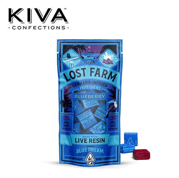 Lost Farm - Blueberry Fruit Chews - Infused w/ Blue Dream Live Resin - 100mg