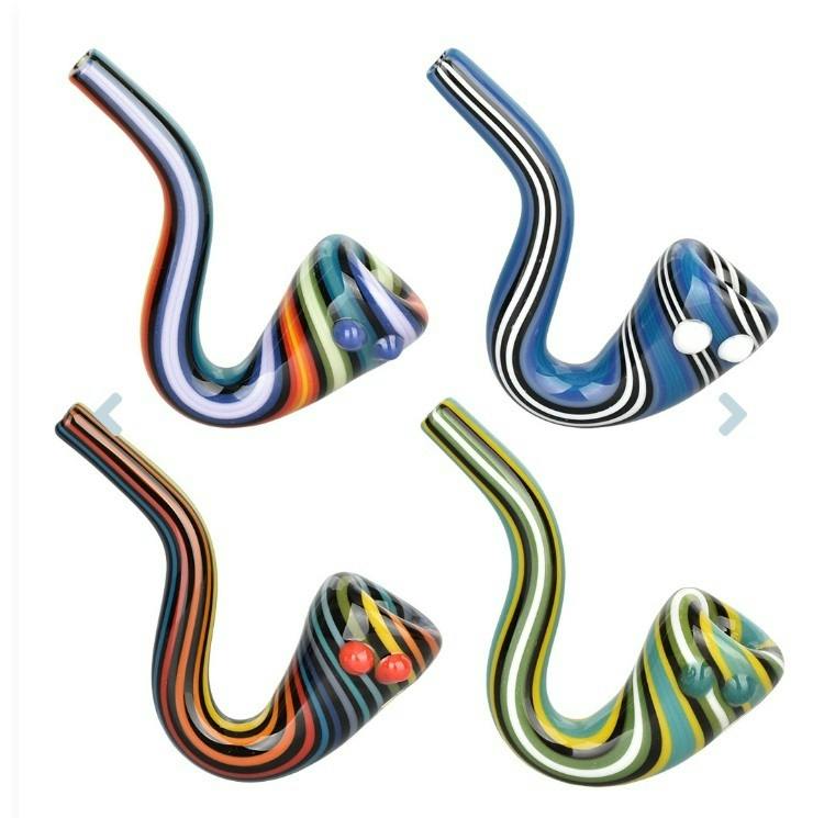 Pulsar Striped Glass Sherlock Pipe 4" | Assorted Colors