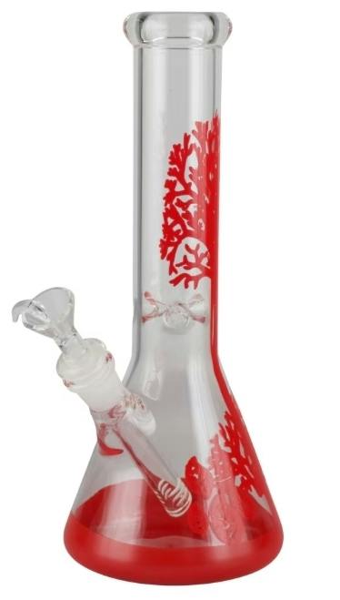 Painted Tree Glass Beaker Water Pipe | 11" | 14mm F