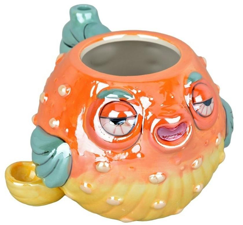 Stoned Pufferfish Ceramic Pipe Mug | 4" | 20oz