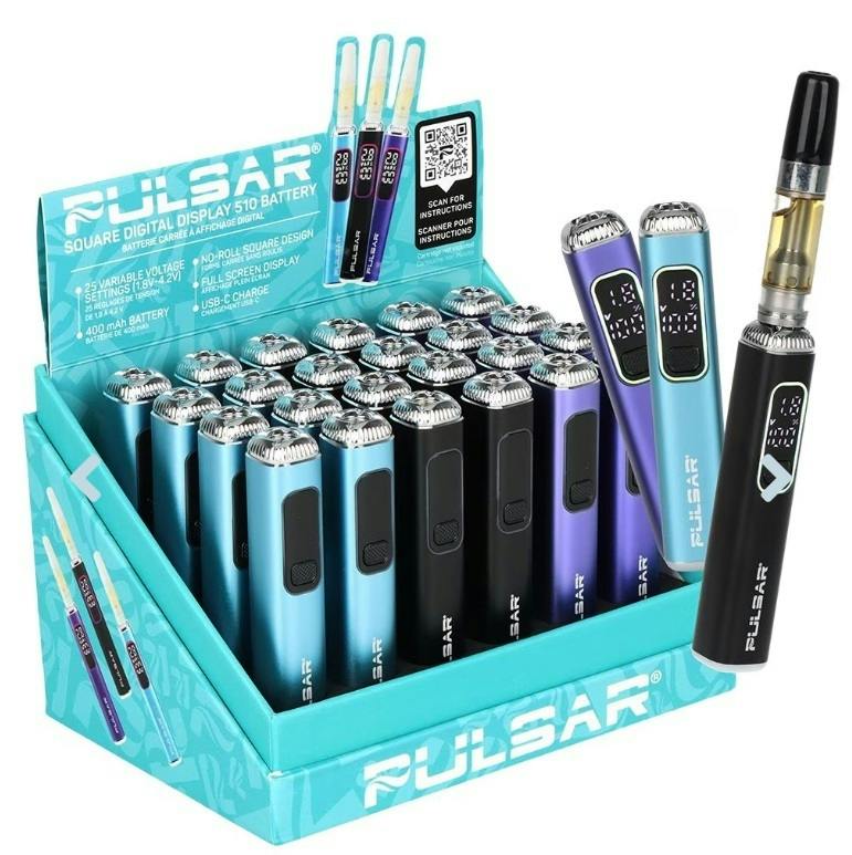 Pulsar 510 Square Digital Display Vape Battery | Assorted Colors at Noble Labs & Dispensary