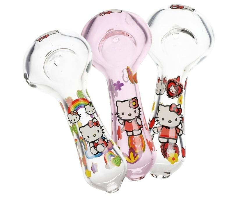 Cute Kitty Glass Spoon Pipe | 4.5" | Assorted Designs