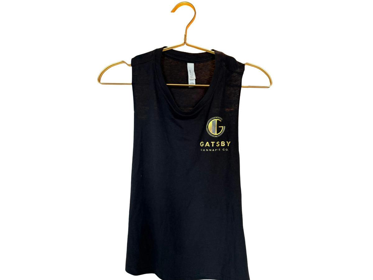 GATSBY CANNABIS CO. | GATSBY BRAND TANK TOP - BLK & GOLD | WOMENS SMALL