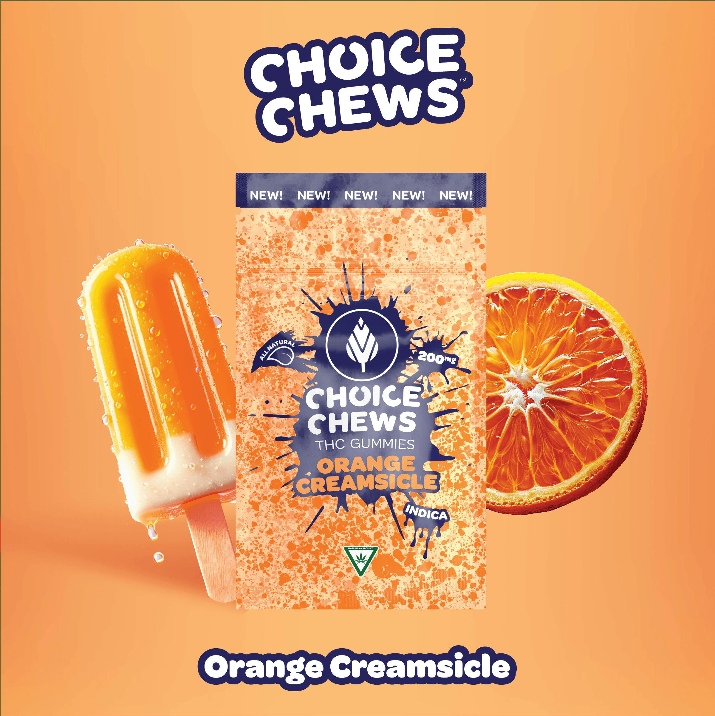 CHOICE CHEWS | ORANGE CREAMSICLE - GUMMIES | 200MG | INDICA