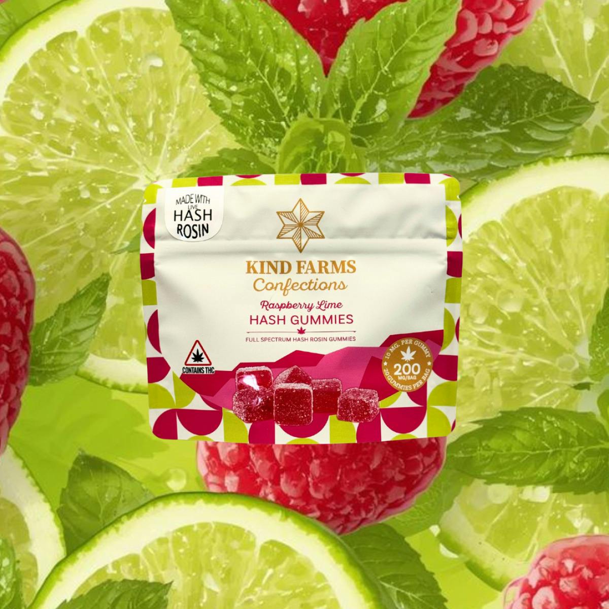 Kind Farms | Raspberry Lime Hash Rosin Gummies