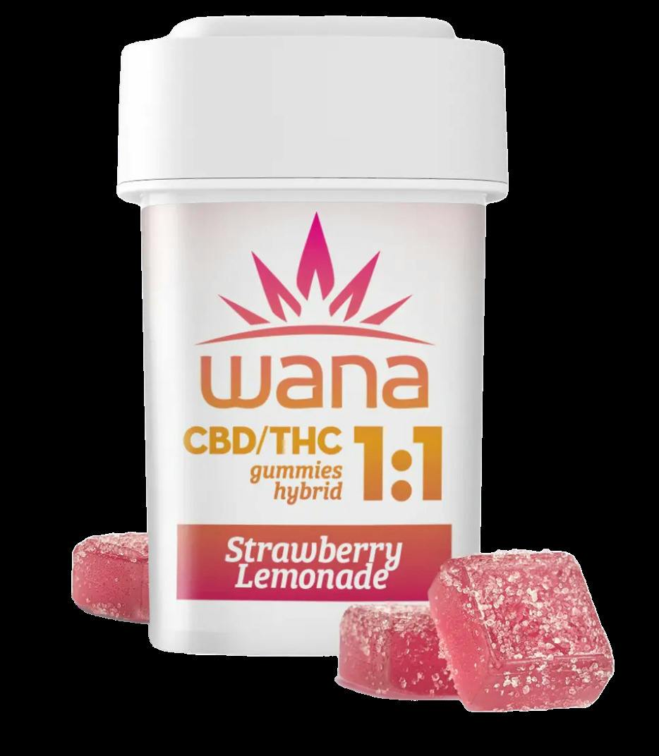 Wana | 100mg 1:1 THC:CBD Gummies | Strawberry Lemonade