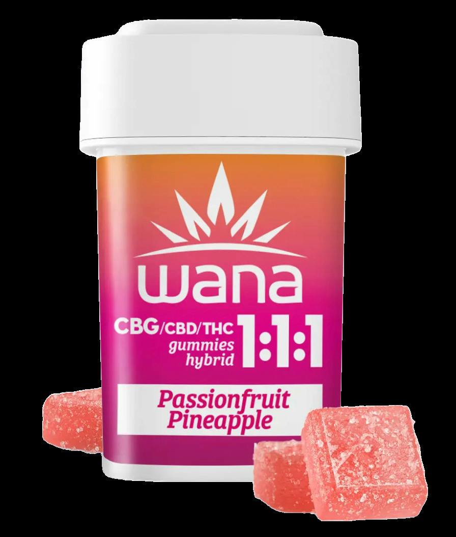 Wana | 100mg 1:1:1 THC:CBD:CBG Gummies | Passion Fruit Pineapple