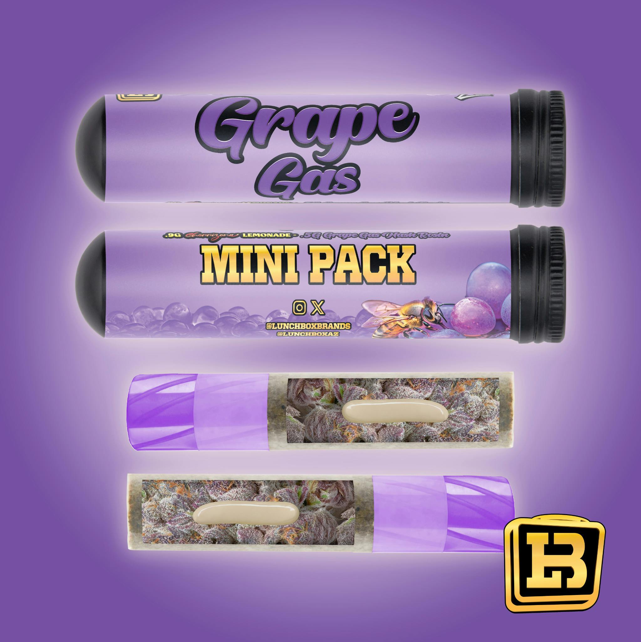 Lunch Box | 2pk x 1.2g (2.4g) Infused Mini Pre-Rolls | Cherryzona Lemonade X Grape Gas
