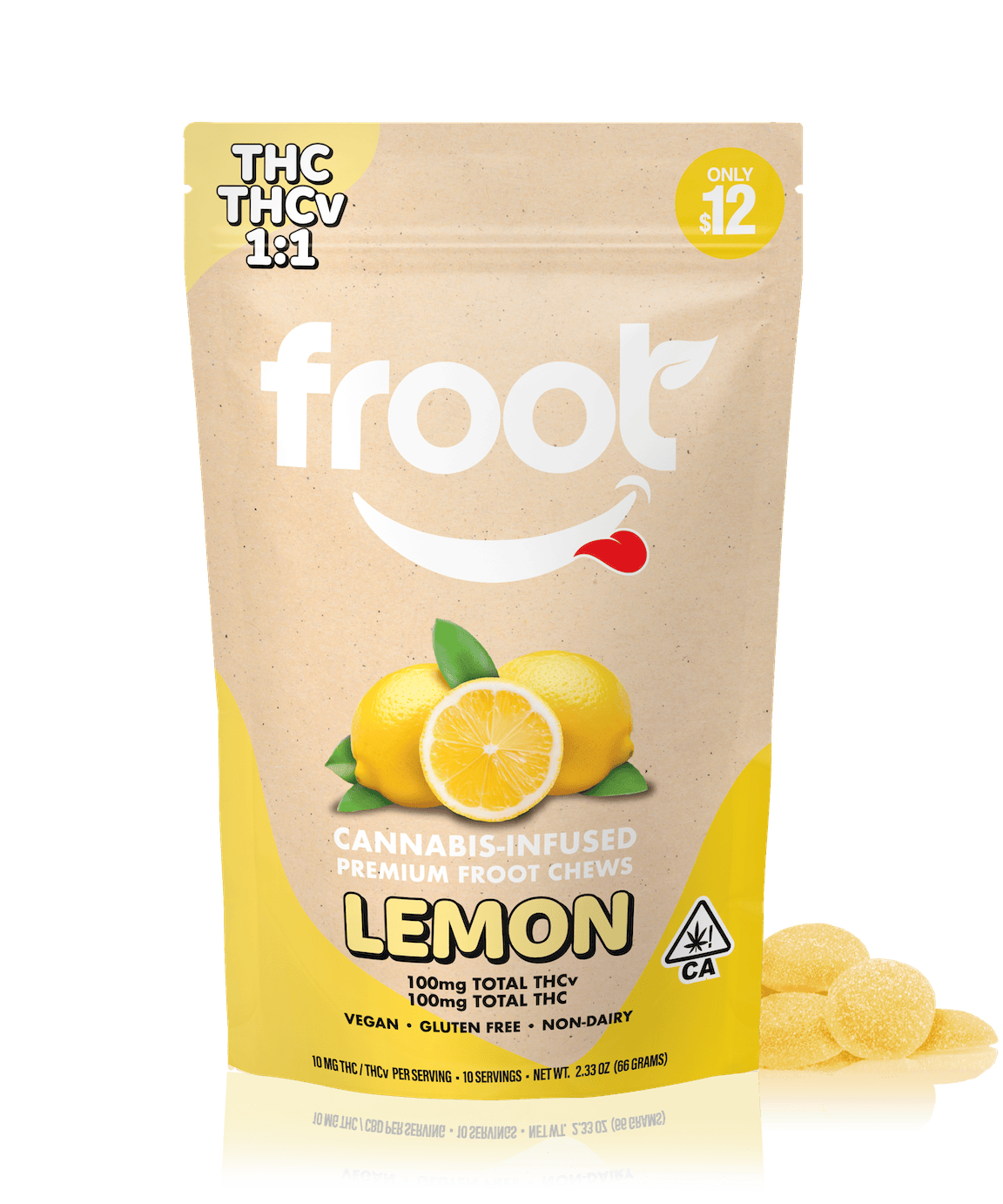 $12 - Lemon THCV (1:1 Gummies) - Froot - 100mg