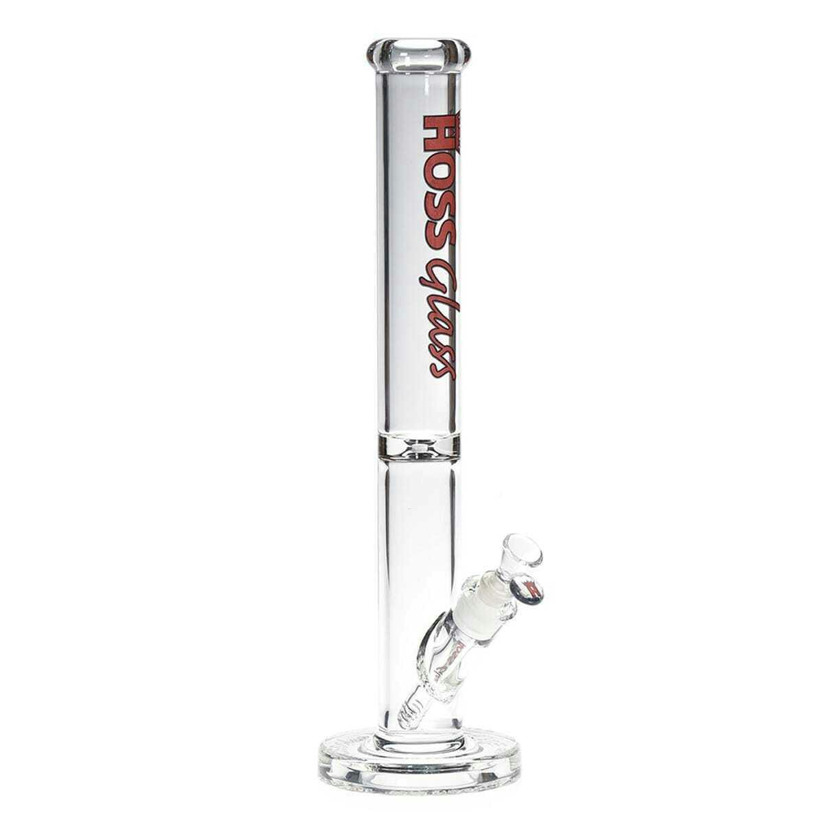 18" Straight Tube with Super Thick Embossed Base by Hoss Glass - Red