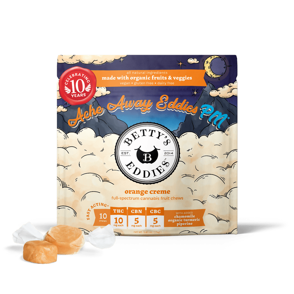 Betty's Eddies Ache Away PM Orange Crème Fruit Chew 10mg ea | 10-Pack