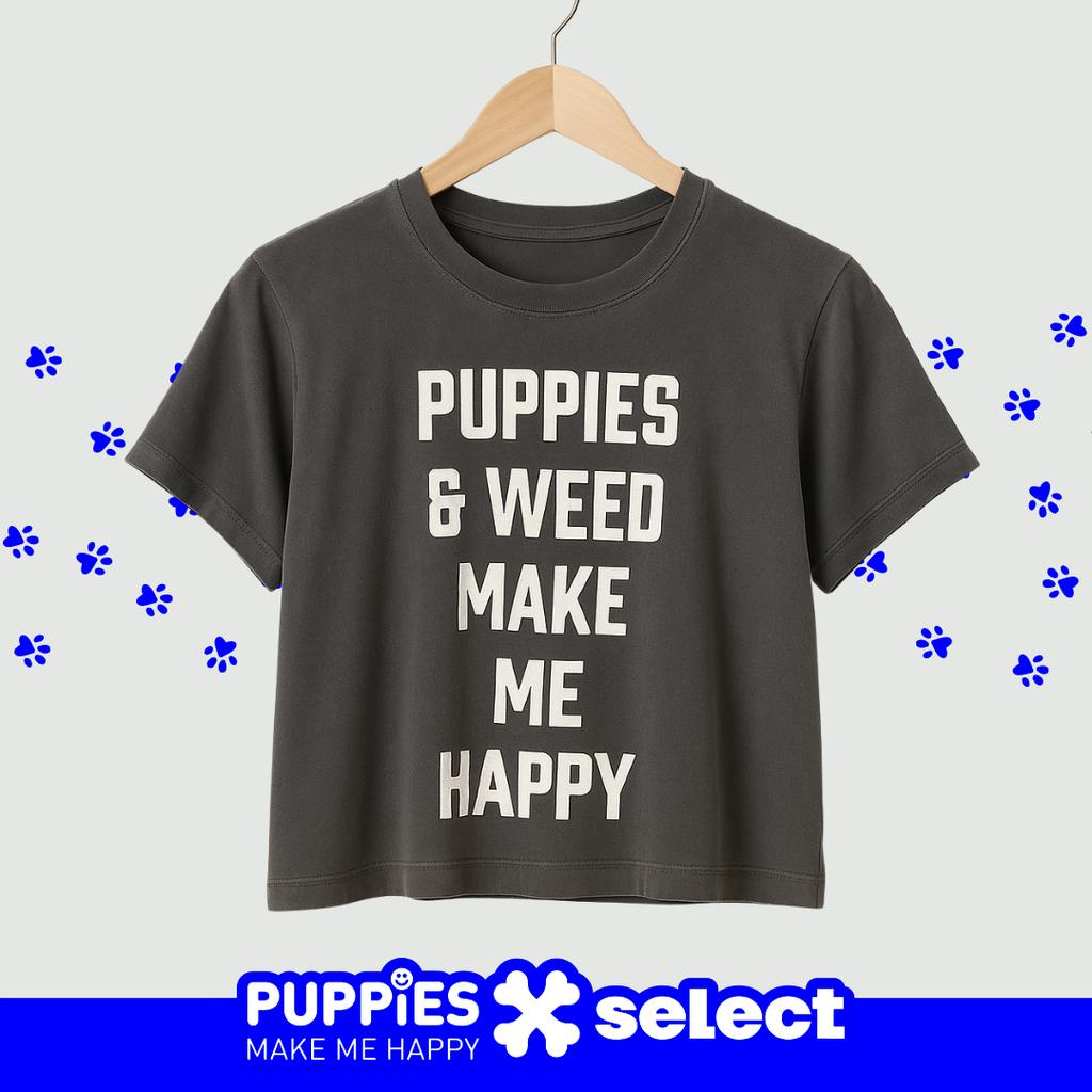 Select Puppies and Weed Short Sleeve Cropped T-Shirt Medium