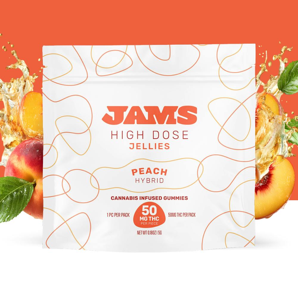 JAMS Peach High Dose Gummies 50mg