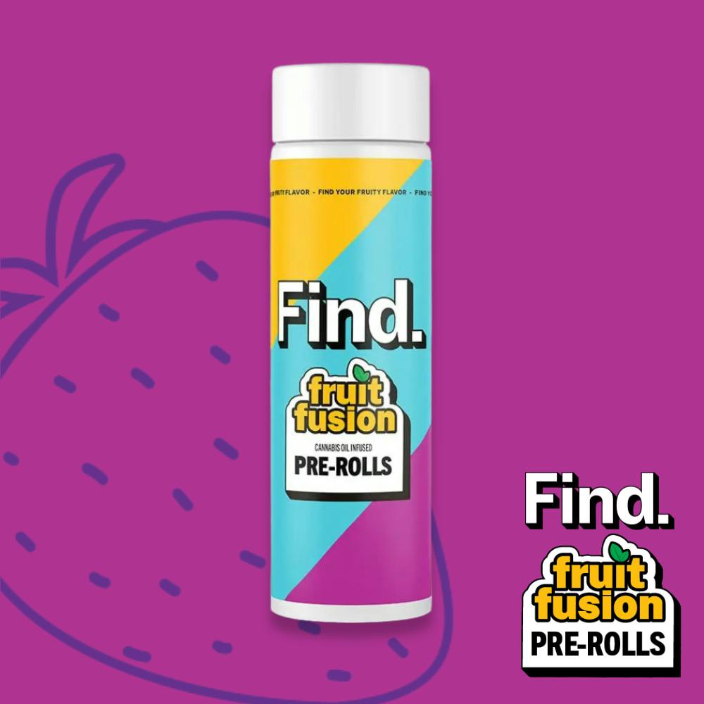 Find. Fruit Fusion Indica x Strawberry Infused Pre-Roll Pack 1.25g ea | 5-Pack