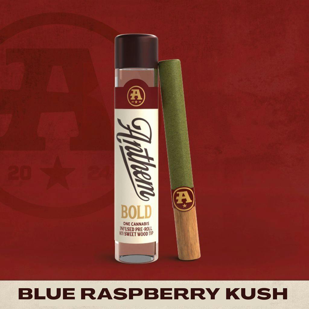 Anthem Bold Blue Raspberry Kush Wood Tip Infused Pre-Roll 1g
