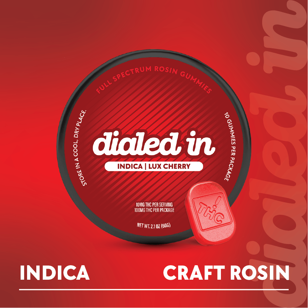 Dialed In Lux Cherry Live Rosin Gummies 10mg ea | 10-Pack