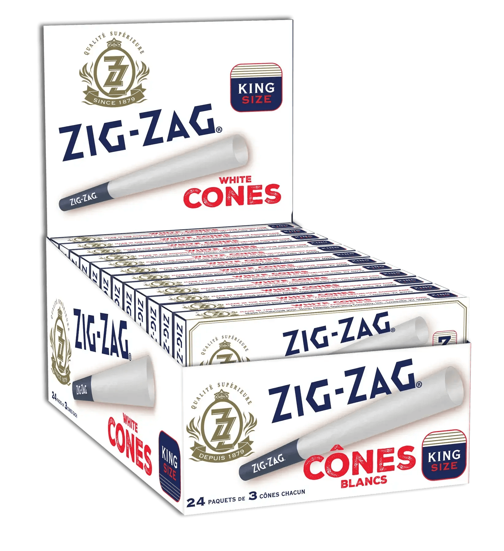 Zig-Zag White King Size Cones 3 Pack