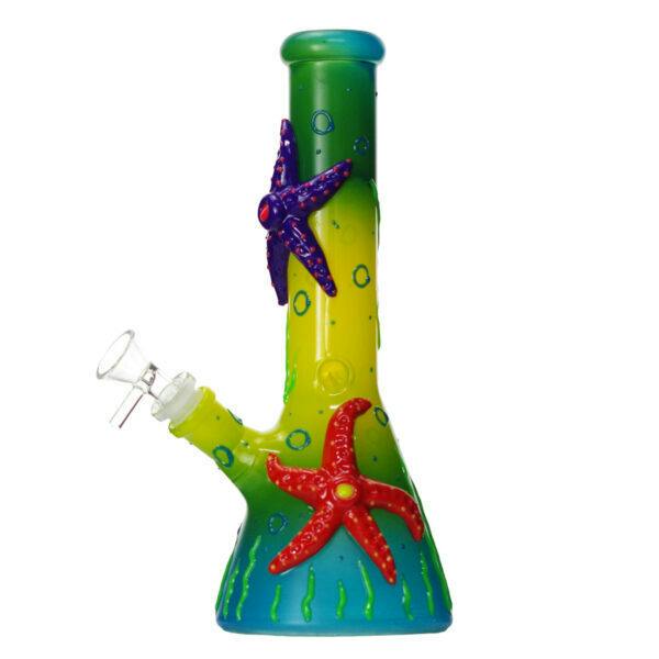 Glass Water Pipe With Clay 10in (WINGED EYE DESIGN)
