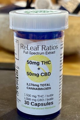 Relief Ratios | 1:1 RSO Capsules | 50mg