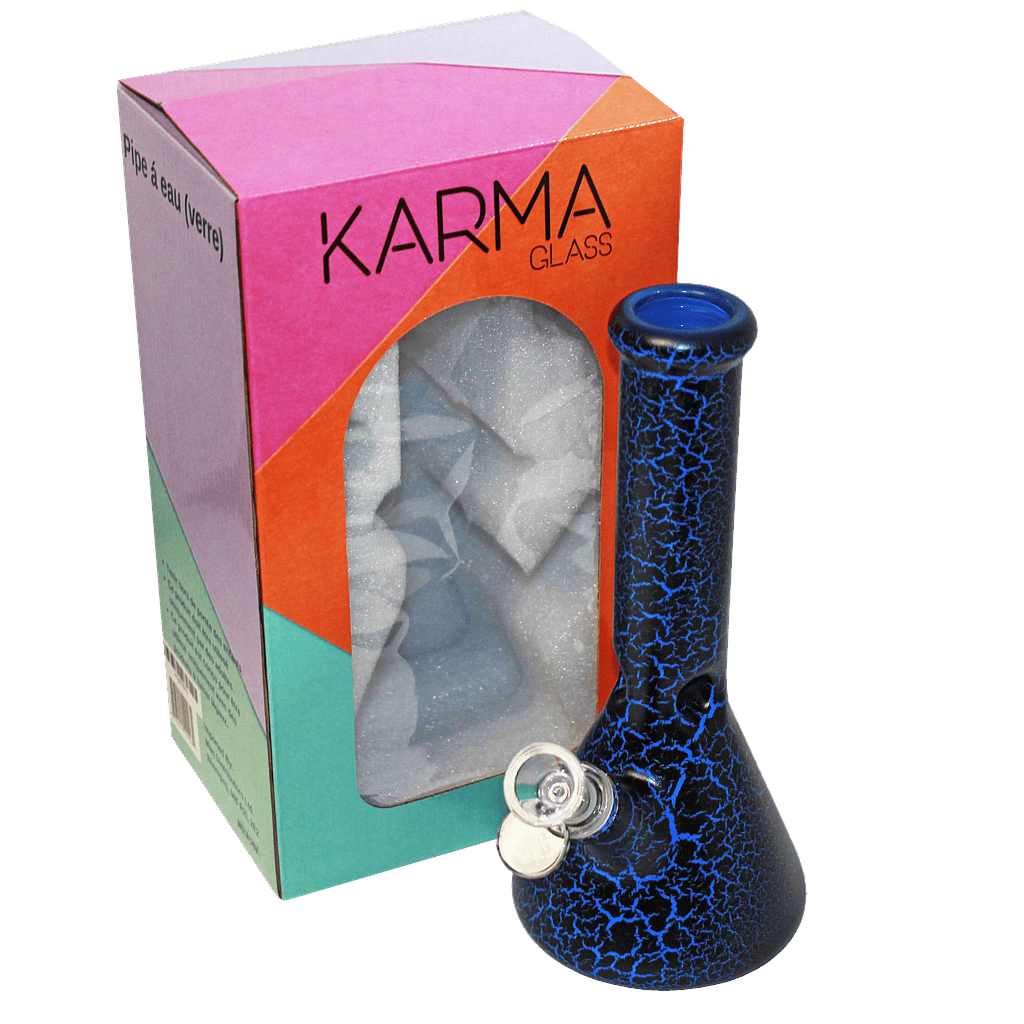 Glass Bong Karma 9" Beaker Lightning Plated (Blue)