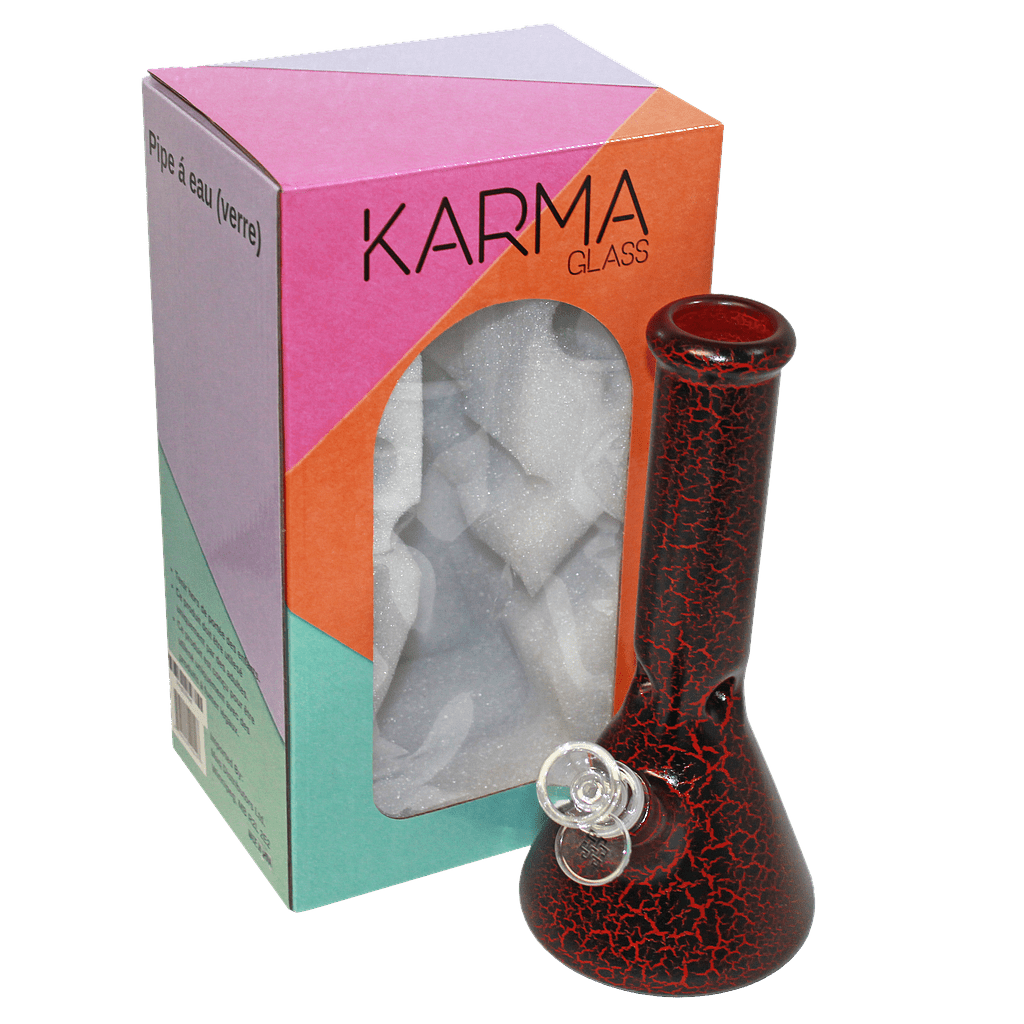 Glass Bong Karma 9" Beaker Lightning Plated (Red)