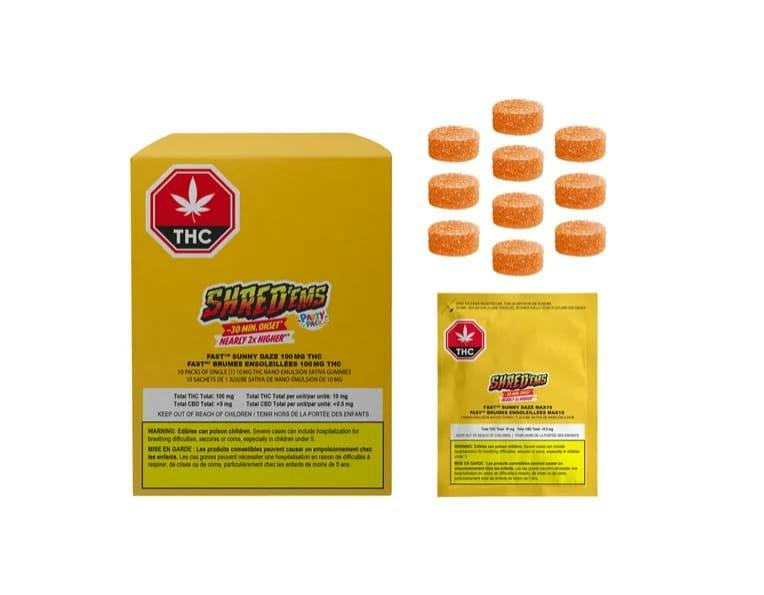 Shred'ems | FAST SUNNY DAZE PARTY THC 100 MULTIPACK GUMMIES - 55