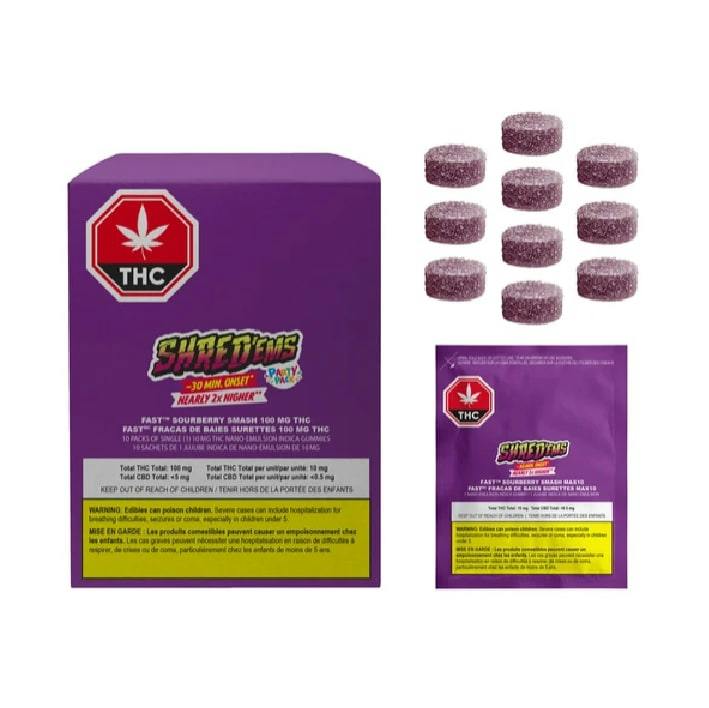 Shred'ems | FAST SOURBERRY SMASH THC 100 MULTIPACK GUMMY | 10 x 10mg