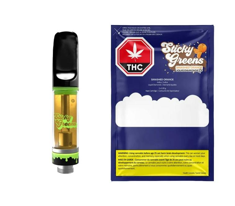Sticky Greens | SMASHED ORANGE 97+ LIQUID DIAMOND BLEND VAPE CART LTO | 0.95g