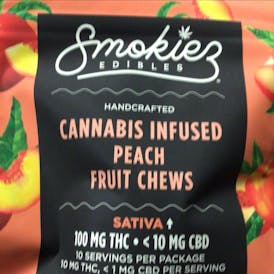Peach SATIVA Fruit Chews - 100mg THC