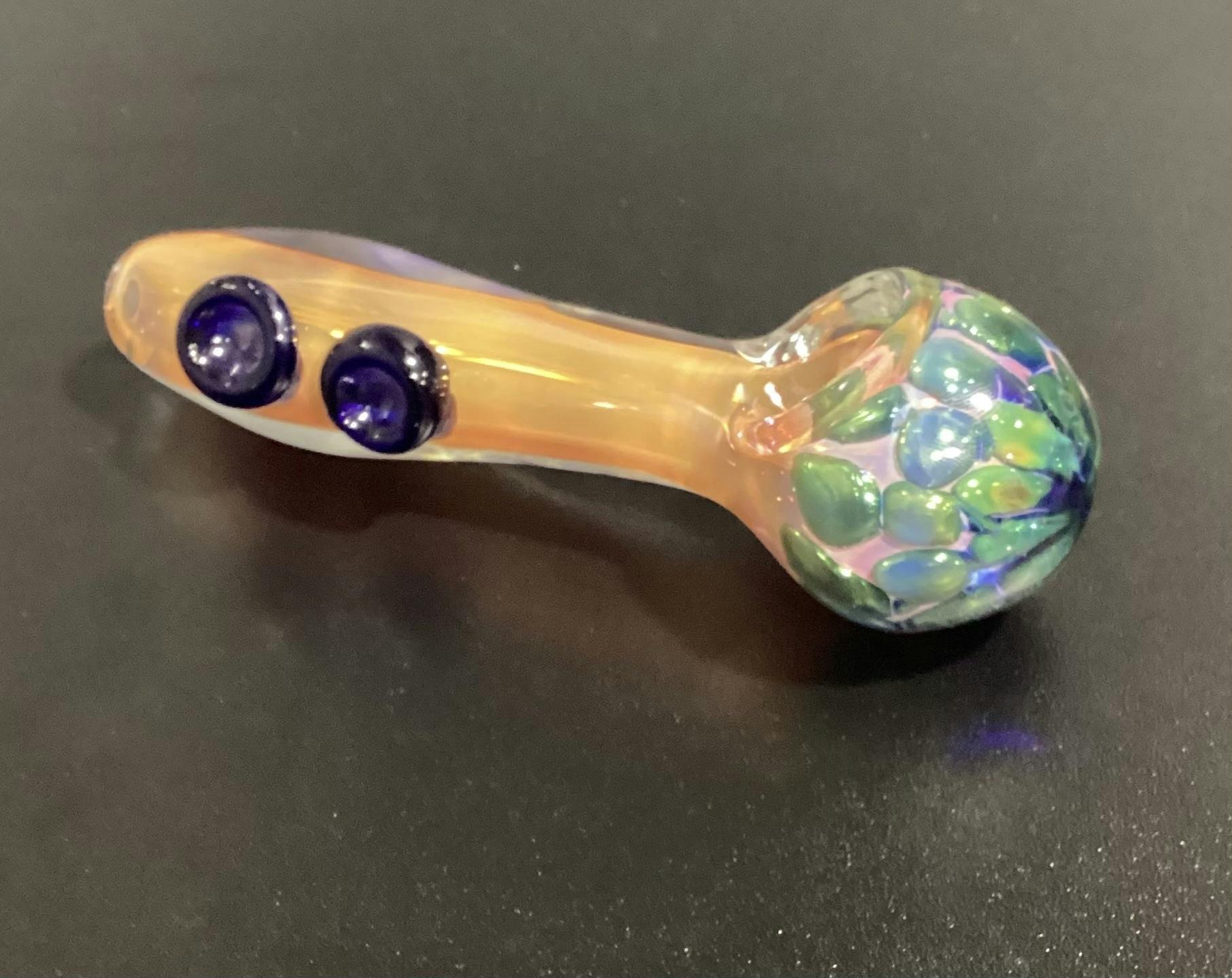 Gold Fumed Metallic Dot Glass Pipe