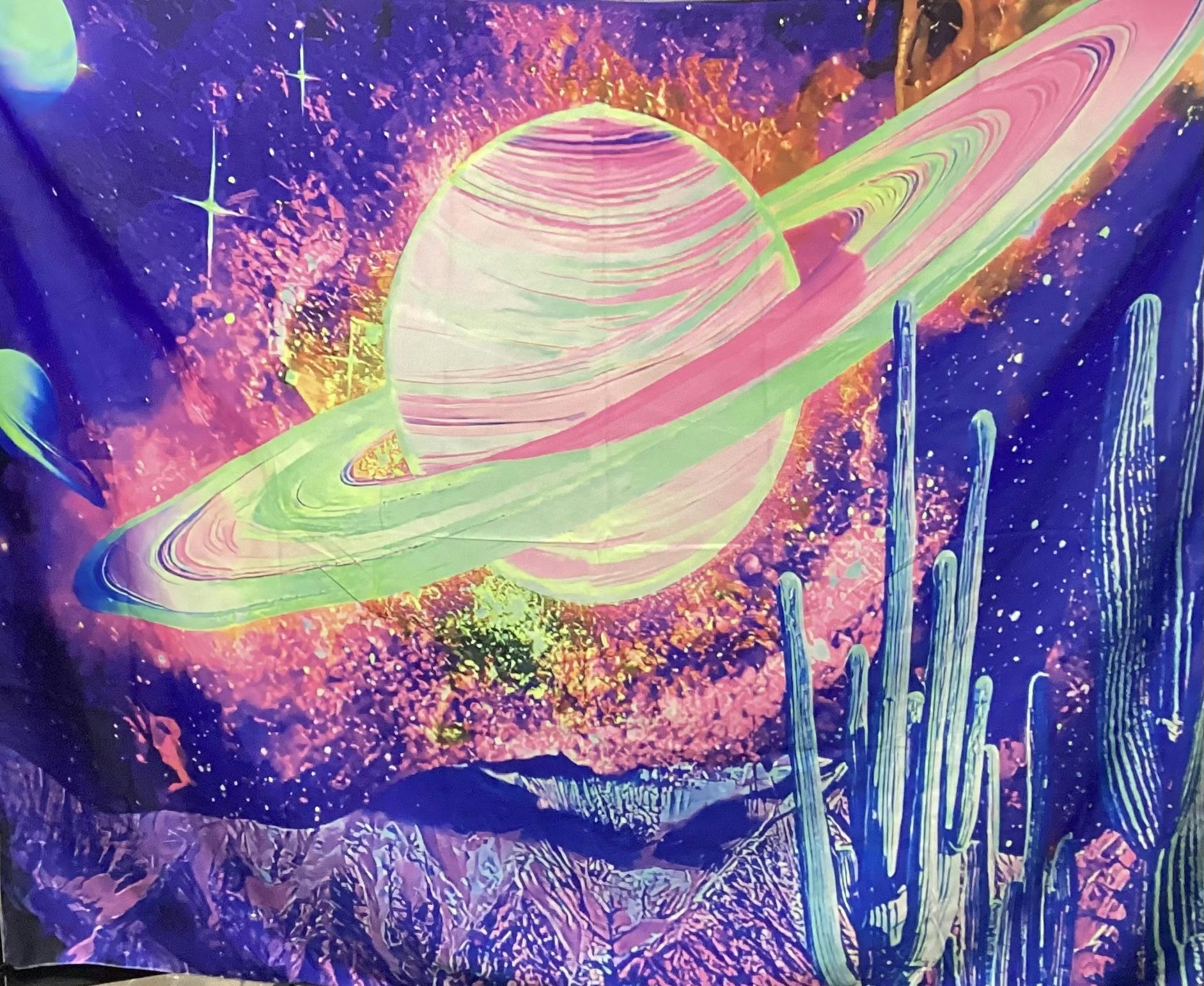 Fluorescent Desert Psychedelic Tapestry