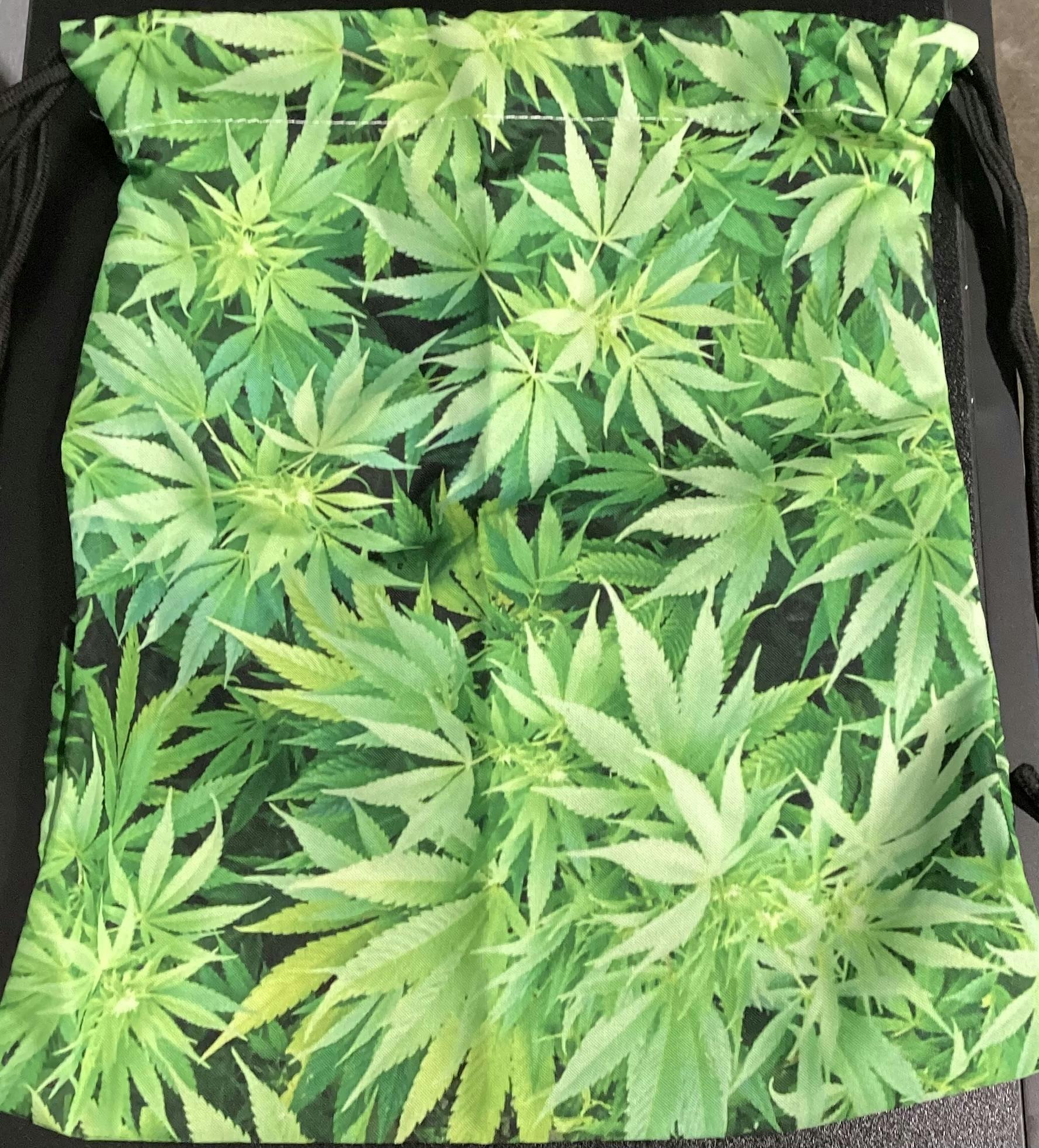 Leaf Print Drawstring Backpack at Apogee Dispensary - Sunland Park