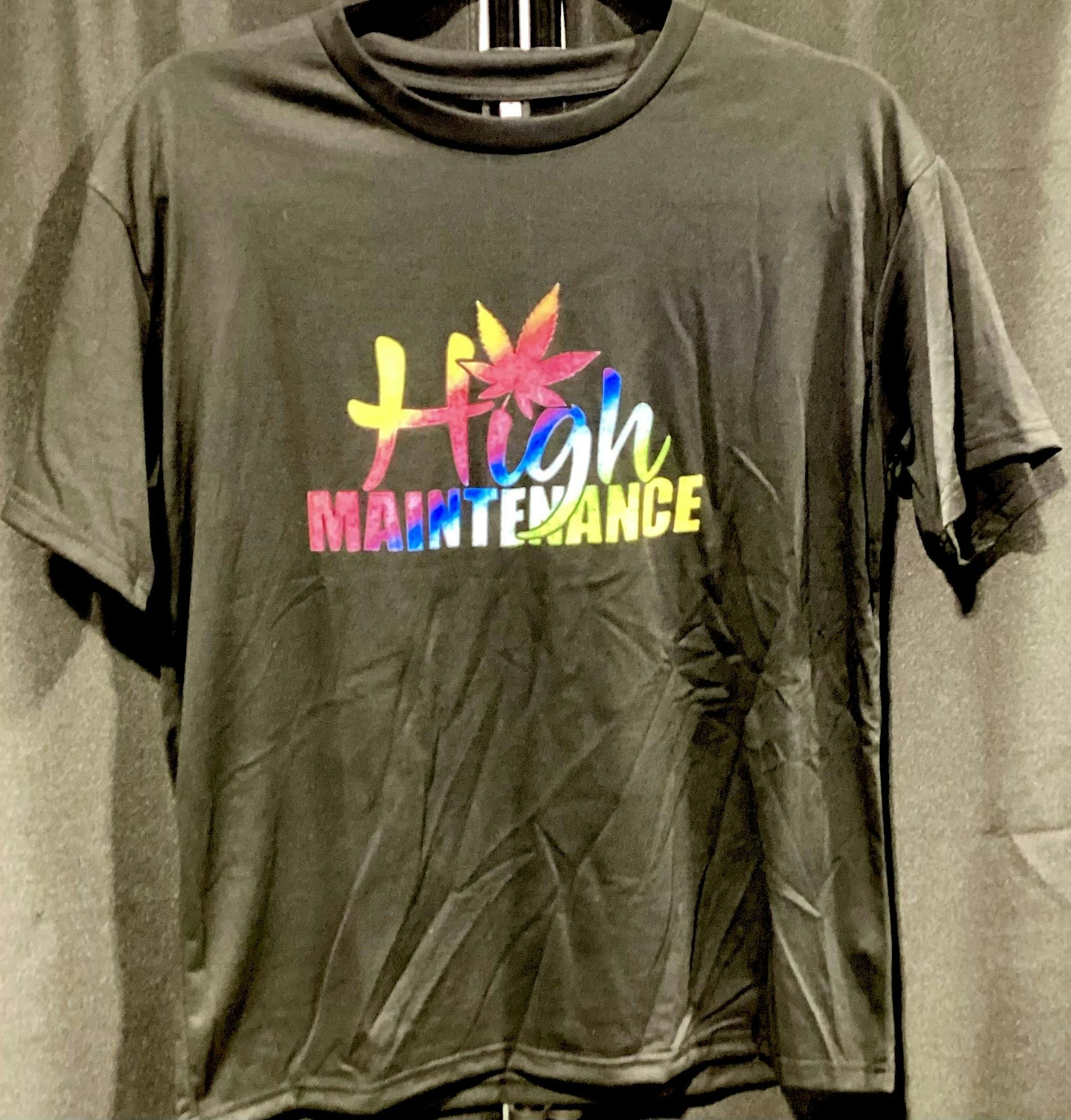 Colorful Print T Shirt Black High Maintenance Small