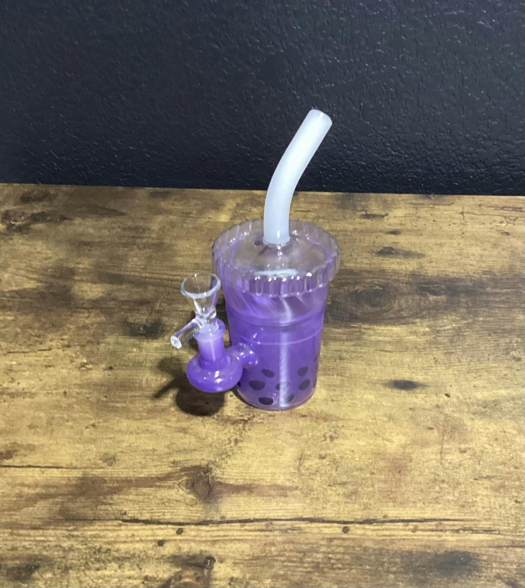 Handmade Glass Hookah Milk Tea Cup Purple