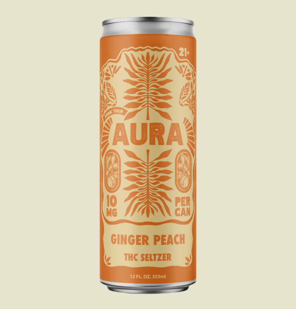 Ginger Peach Seltzer | Aura | at Black Bear Weed DIspensary Winona