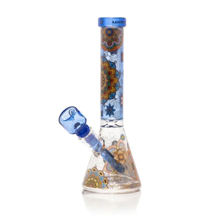10" Light Blue Mandala Myriad Glass Bong
