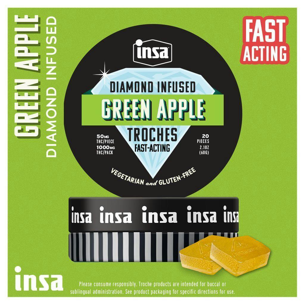INSA Green Apple Diamond Infused Troches 50mg ea | 20-Pack