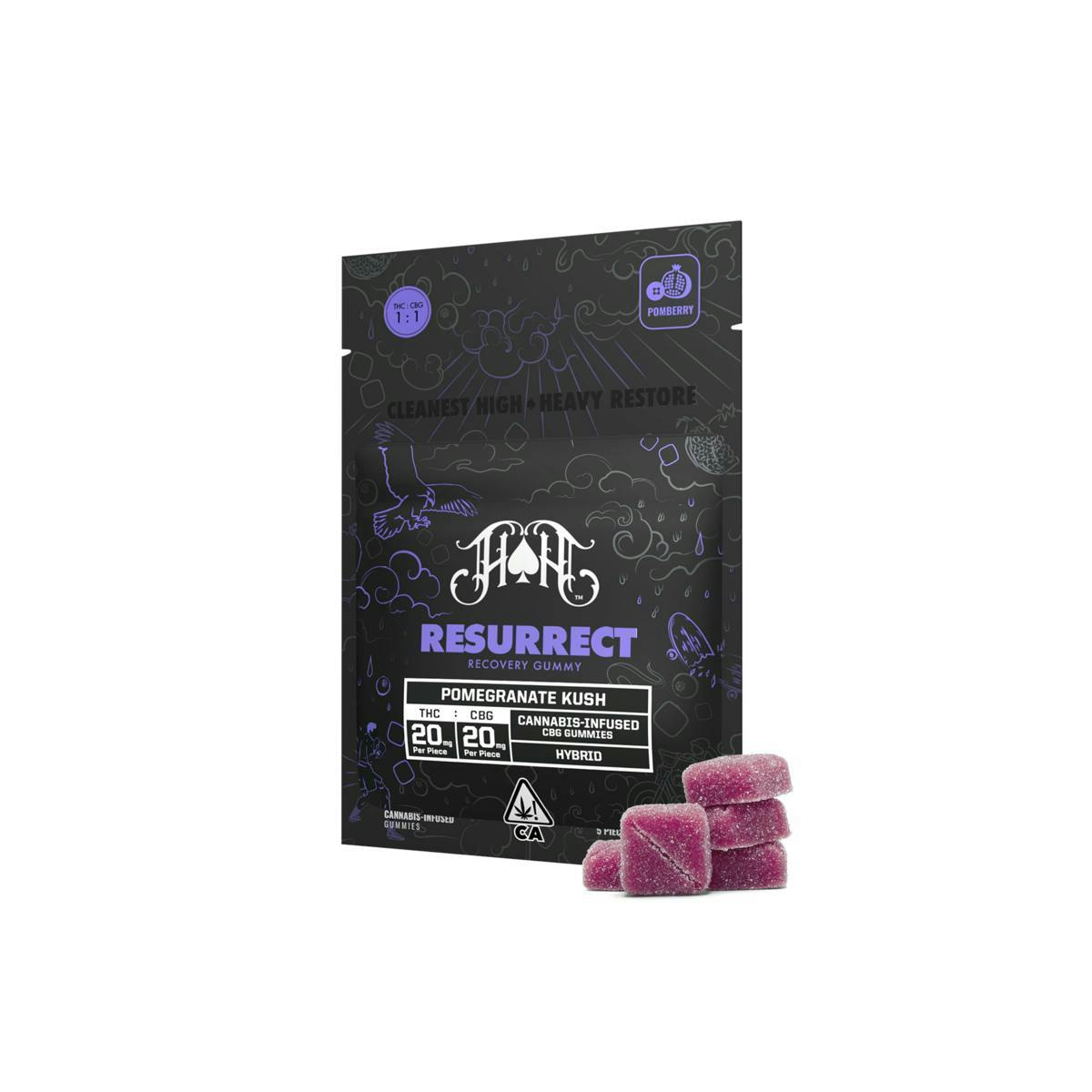 Heavy Hitters - Pomegranate Kush 1:1 THC: CBG Gummies - 100mg - Pomegranate Kush