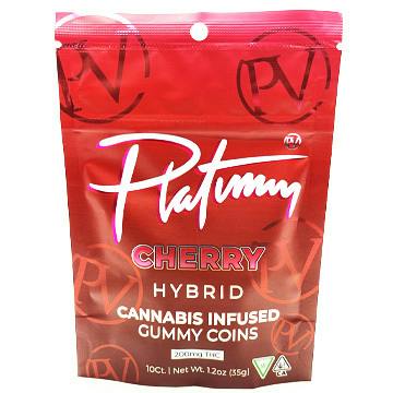 PLATINUM VAPE WILD CHERRY 200MG HYBRID GUMMY COINS REC