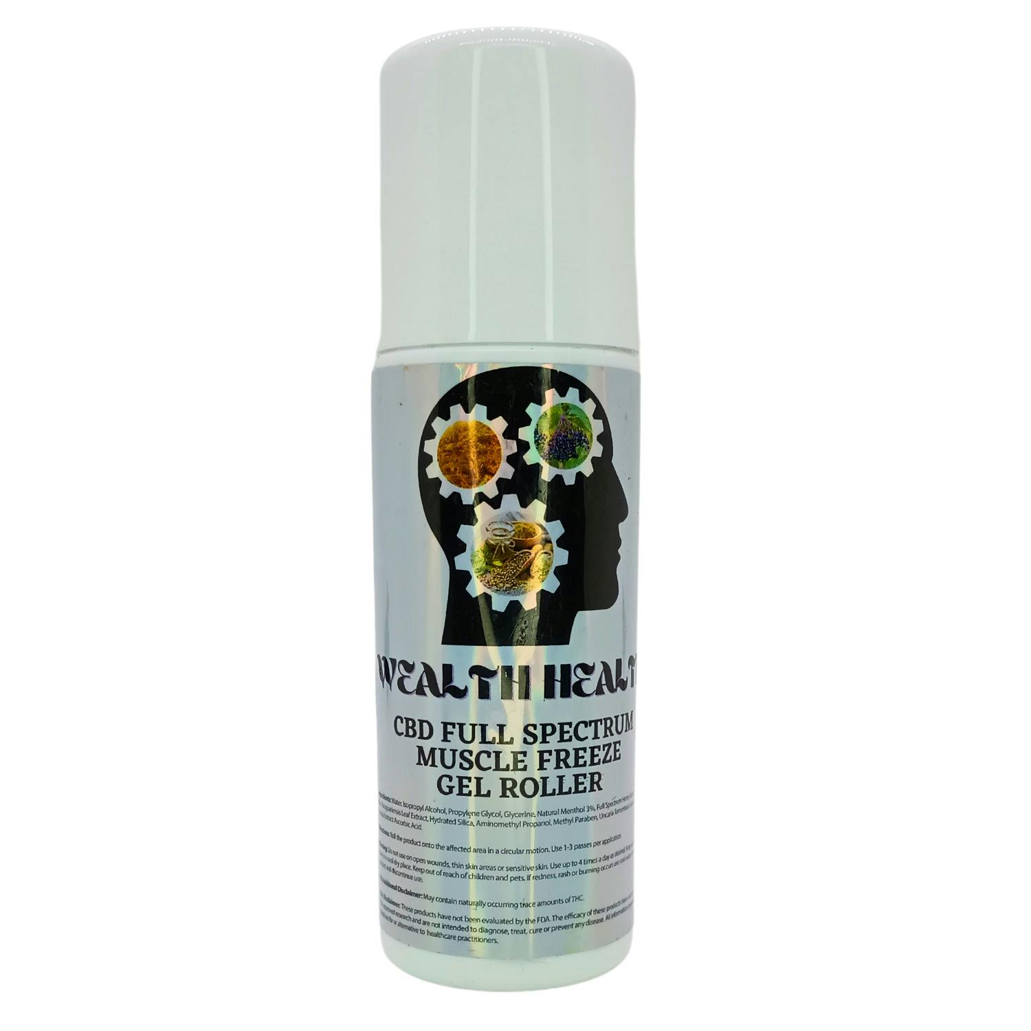 WEALTH HEALTH 2500MG CBD FULL SPECTRUM MUSCLE FREEZE GEL ROLLER REC